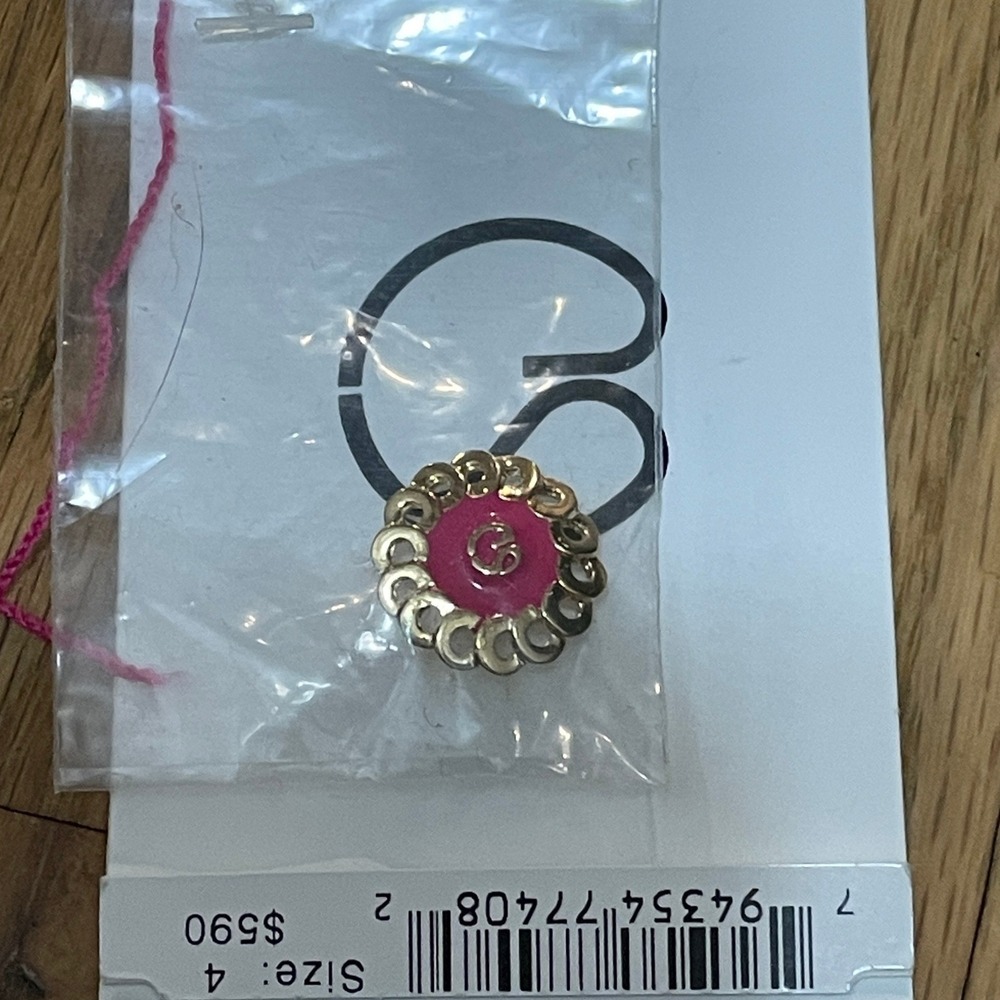 St. John Replacement‎ Button Pink Enamel Gold Scalloped Logo Shank Small Spare